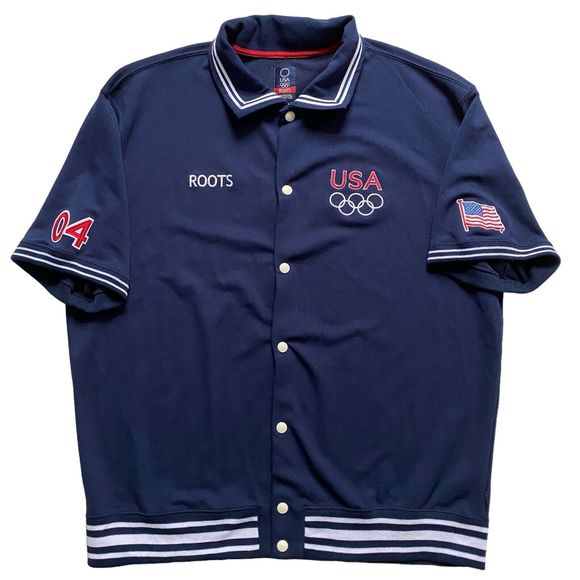 Vintage Men's Roots Shirt 2XL Navy USA 2004 Olympics Parade Opening Ceremony - Picture 1 of 6